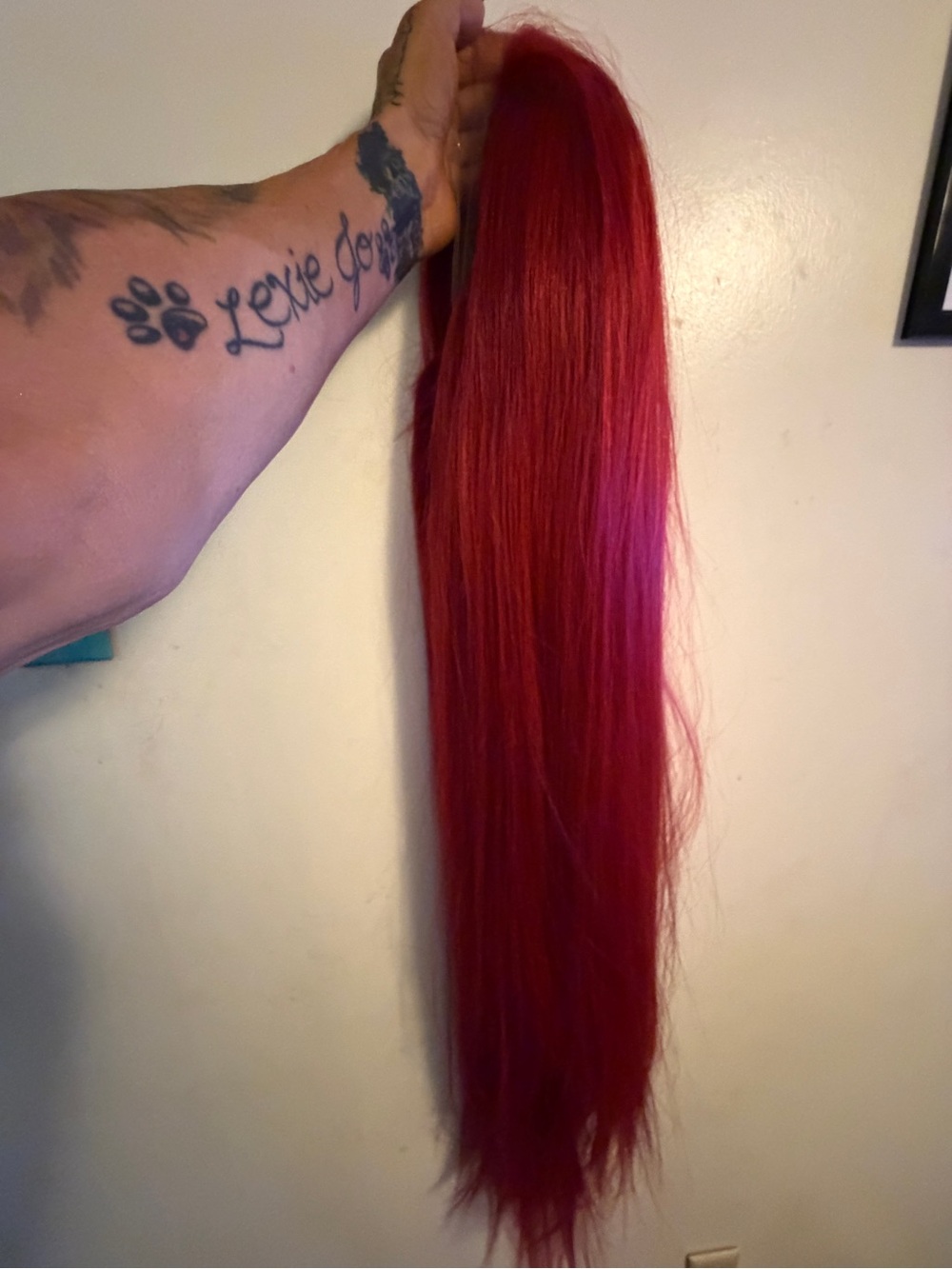 Vibrant Long Red Wig - 38 inches BNWT LACE ATTACHED